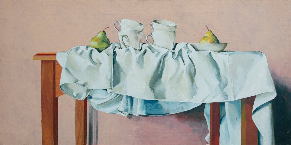 Margaret Nel - Still Life with Pears and Cups